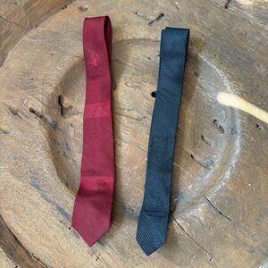Vintage Beau Brummell skinny ties silk acetate retro twee punk lot of 2